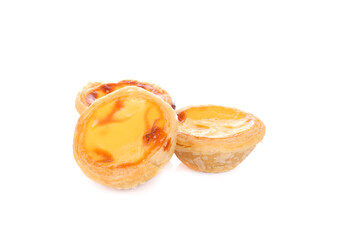 Egg tart on white background