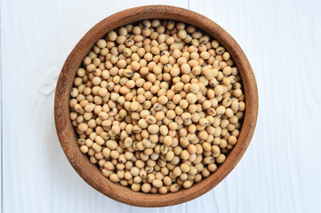 Soy beans in bowl for background