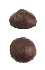 Marshmallow covered in chocolate isolated