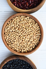 Different beans in bowl for background