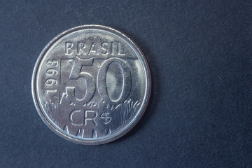 Fifty cruzeiros reais 1993 Brazil tail coin, vintage old, difficult and rare to find.