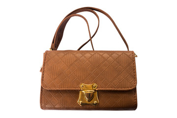 Yellow women's bag fashion isolated white background.