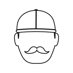 construction worker with safety helmet icon over white background. vector illustration