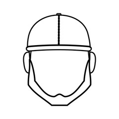 construction worker with safety helmet icon over white background. vector illustration