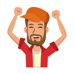 happy beard man enjoy travel vacation vector illustration