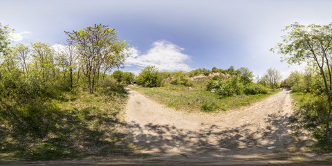 360 degrees panorama of the Dzhendem tepe also known as Youth hill in Plovdiv, Bulgaria