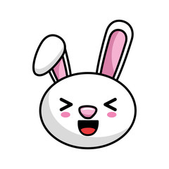 kawaii bunny animal icon over white background. colorful design. vector illustration