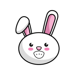 kawaii happy bunny animal icon over white background colorful design vector illustration