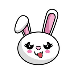 kawaii happy bunny animal icon over white background colorful design vector illustration