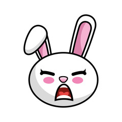 kawaii angry bunny animal icon over white background. colorful design. vector illustration