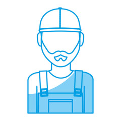 construction worker with safety helmet icon over white background. vector illustration