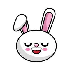 kawaii happy bunny animal icon over white background colorful design vector illustration