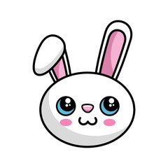 kawaii happy bunny animal icon over white background colorful design vector illustration