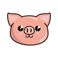 kawaii piggy animal icon over white background. colorful design. vector illustration