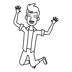 cartoon man enjoying traveler vacation funny vector illustration