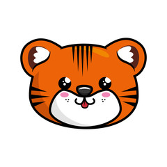 kawaii tiger animal icon over white background. colorful design. vector illustration