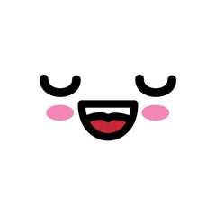 kawaii happy face icon over white background colorful design vector illustration