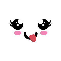 kawaii happy face icon over white background colorful design vector illustration