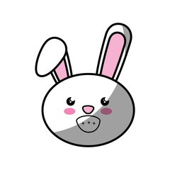 Fototapeta na wymiar kawaii happy bunny animal icon over white background colorful design vector illustration
