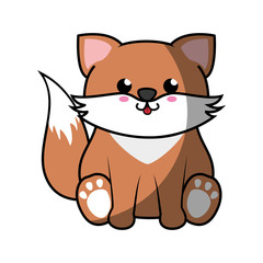 kawaii fox animal icon over white background. colorful design. vector illustration