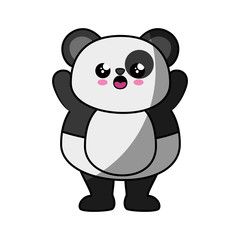 kawaii surprised panda bear animal icon over white background. colorful design. vector illustration