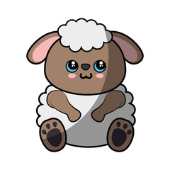 kawaii sheep animal icon over white background. colorful design. vector illustration