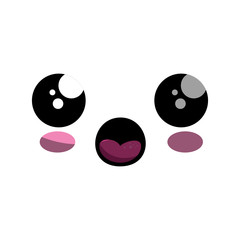 kawaii surprised face icon over white background colorful design vector illustration