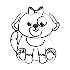 kawaii puppy animal icon over white background. vector illustration