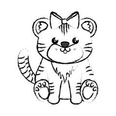 kawaii tiger animal icon over white background. vector illustration