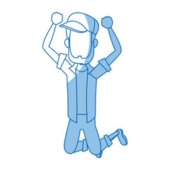 happy beard man enjoy travel vacation vector illustration