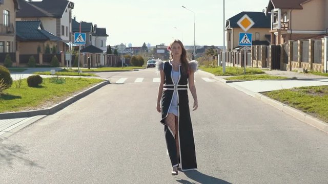 Street fashion. Cute models on the street.