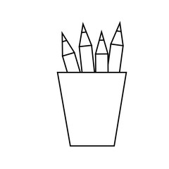 cup with pencil colors icon over white background vector illustration