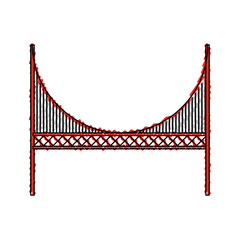 scribble red golden gate bridge cartoon vector graphi design