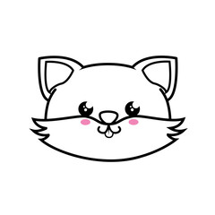 Fox kawaii cartoon icon vector illustration graphic design