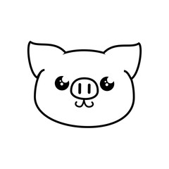 Pig kawaii cartoon icon vector illustration graphic design