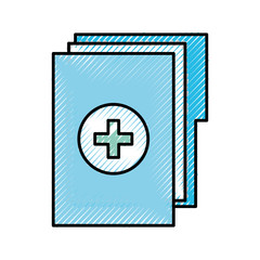 scribble blue medical history folder vector graphic design