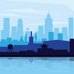 colorful background landscape city in the morning vector illustration
