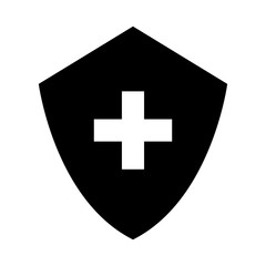 black icon medical shield cartoon vector graphic design