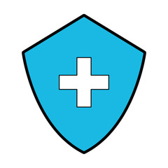 Obraz premium blue medical shield cartoon vector graphic design