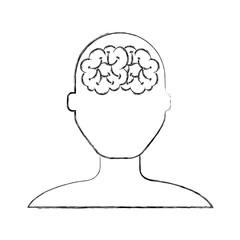 sketch draw brain faceless man cartoon vector graphic design
