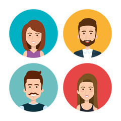 Set of colorful people icons over white background. Vector illustration.