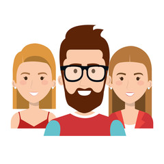 Obraz premium Smiling people faces over white background. Vector illustration.