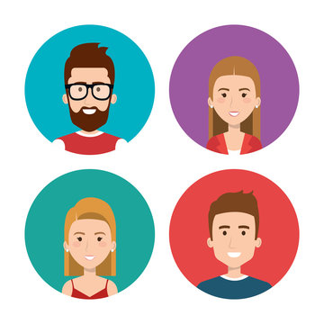 Set of colorful people icons over white background. Vector illustration.