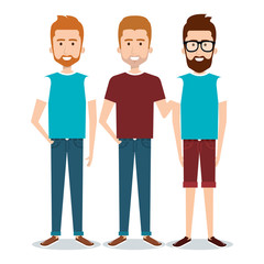 Standing men over white background. Vector illustration.