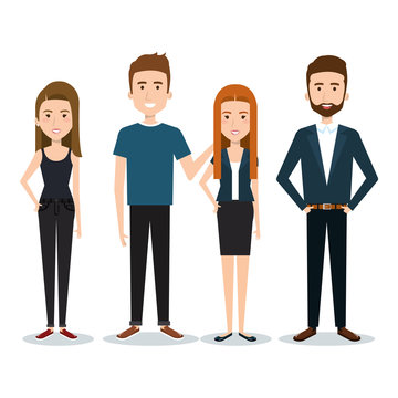 Stading people over white background. Vector illustration.