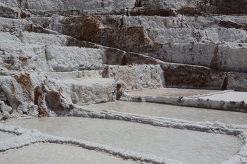 Salt encrusted walls of a salt mine site in South America