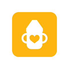 Mug with handles for child, bottle. Flat color icon. Baby items for newborns. Illustration