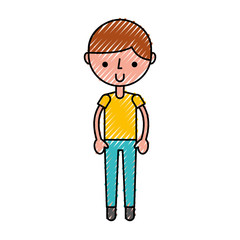 cute scribble brown hair boy cartoon vector graphic design