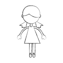 cute sketch draw girl cartoon vector graphic design