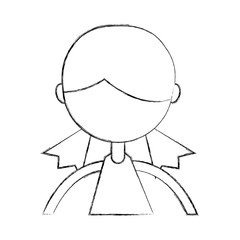 cute sketch draw upper body girl cartoon vector graphic design